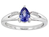 Tanzanite Rhodium Over Sterling Silver Ring 0.52ctw.