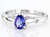 Tanzanite Rhodium Over Sterling Silver Ring 0.52ctw.