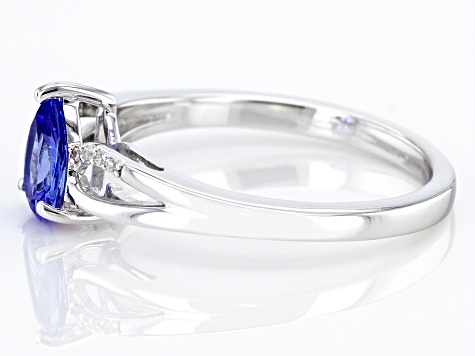 Tanzanite Rhodium Over Sterling Silver Ring 0.52ctw.