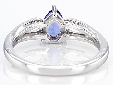 Tanzanite Rhodium Over Sterling Silver Ring 0.52ctw.