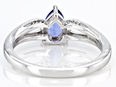Tanzanite Rhodium Over Sterling Silver Ring 0.52ctw.