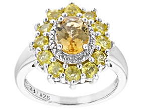 Yellow Citrine Rhodium Over Sterling Silver Ring 2.54ctw
