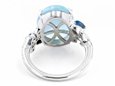 Dreamy Aquamarine Rhodium Over Sterling Silver Ring 0.38ctw