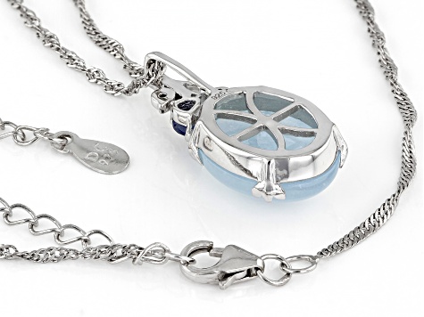 Dreamy Aquamarine Rhodium Over Silver Pendant With Chain 0.19ctw