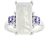 White Rainbow Moonstone Rhodium Over Sterling Silver Ring 0.32ctw