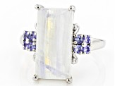White Rainbow Moonstone Rhodium Over Sterling Silver Ring 0.32ctw