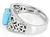 Blue Sleeping Beauty Turquoise Rhodium Over Sterling Silver Ring .03ctw