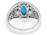 Blue Sleeping Beauty Turquoise Rhodium Over Sterling Silver Ring .03ctw