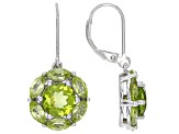 Green Peridot Rhodium Over Sterling Silver Earrings. 3.05ctw