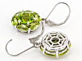 Green Peridot Rhodium Over Sterling Silver Earrings. 3.05ctw