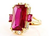 Red Lab Created Ruby 18k Yellow Gold Over Sterling Silver Ring 15.78ctw