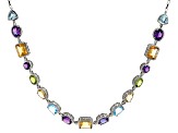 Multi-Gemstone Rhodium Over Sterling Silver Necklace 31.00ctw