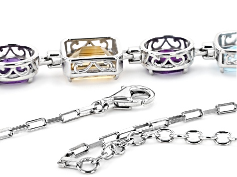 Multi-Gemstone Rhodium Over Sterling Silver Necklace 31.00 Multi-Gemstone Rhodium Over Sterling Silver Necklace 31.00