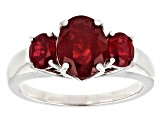Red Mahaleo(R) Ruby Rhodium Over Sterling Silver 3-Stone Ring 2.81ctw
