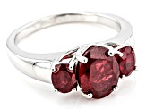 Red Mahaleo(R) Ruby Rhodium Over Sterling Silver 3-Stone Ring 2.81ctw