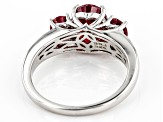 Red Mahaleo(R) Ruby Rhodium Over Sterling Silver 3-Stone Ring 2.81ctw