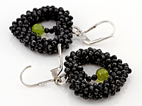 Black Spinel Rhodium Over Sterling Silver Earrings. 2.5ctw