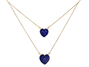 Blue Lapis Lazuli 18k Yellow Gold Over Silver 2 Layer Necklace