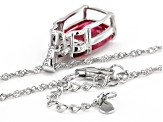 Red Lab Created Padparadscha Sapphire Rhodium Over Sterling Silver Pendant With Chain. 6.63ctw
