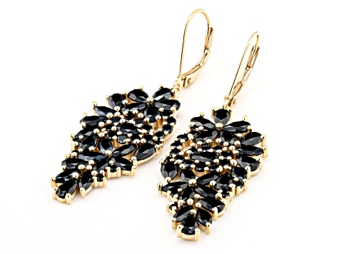 Black Spinel 18K Yellow Gold Over Sterling Silver Earrings. 7.37ctw