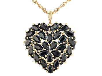 Picture of Black Spinel 18K Yellow Gold Over Sterling Silver Pendant with Chain. 4.77ctw