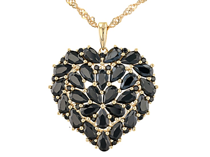 新素材新作 Black Spinel 18K Yellow Gold Over Sterling Silver Pendant 電気ヒーター