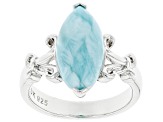 Blue Larimar Rhodium Over Sterling Silver Solitaire Ring