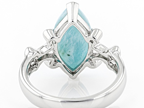 Blue Larimar Rhodium Over Sterling Silver Solitaire Ring