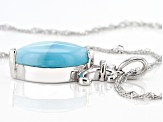 Blue Larimar Rhodium Over Silver Solitaire Pendant With Chain