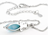 Blue Larimar Rhodium Over Silver Solitaire Pendant With Chain