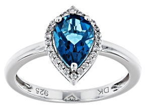 London Blue Topaz Rhodium Over Sterling Silver Halo Ring 1.43ctw