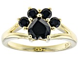 Black Spinel 18K Yellow Gold Over Sterling Silver Paw Print Ring. 1.12ctw