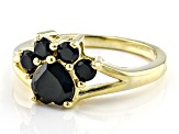 Black Spinel 18K Yellow Gold Over Sterling Silver Paw Print Ring. 1.12ctw