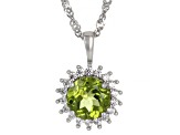 Green Manchurian Peridot ™ Rhodium Over Sterling Silver Pendant With Chain. 2.28ctw