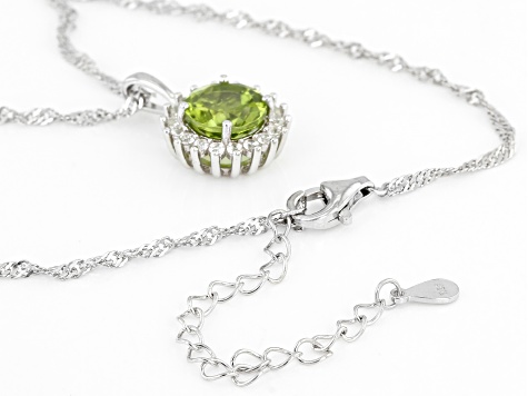 Green Manchurian Peridot ™ Rhodium Over Sterling Silver Pendant With Chain. 2.28ctw