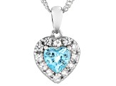 Blue Zircon Rhodium Over Sterling Silver Pendant With Chain 1.30ctw