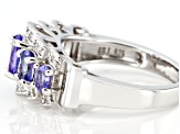 Blue Tanzanite Rhodium Over Sterling Silver Ring. 1.63ctw