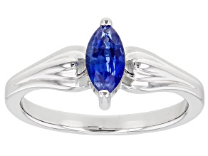 Blue Kyanite Rhodium Over Sterling Silver Solitaire Ring. 0.61ctw