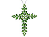 Green Chrome Diopside Rhodium Over Sterling Silver Pendant with Chain. 6.34ctw