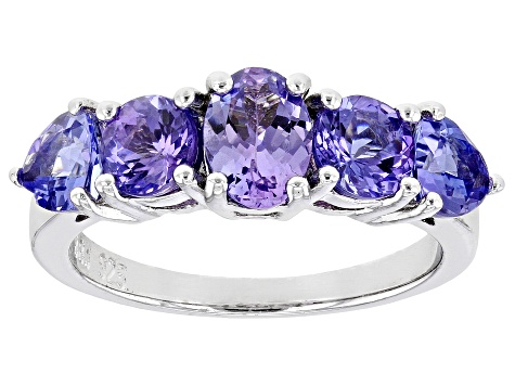 Blue Tanzanite Rhodium Over Sterling Silver Ring 2.48ctw