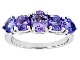 Blue Tanzanite Rhodium Over Sterling Silver Ring 2.48ctw