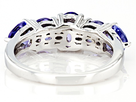 Blue Tanzanite Rhodium Over Sterling Silver Ring 2.48ctw