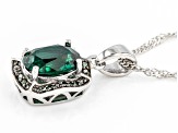Green Lab Created Emerald Rhodium Over Sterling Silver Pendant With Chain 1.46ctw