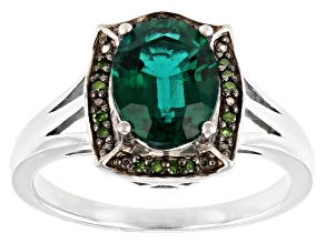 Green Lab Created Emerald Rhodium Over Sterling Silver Ring 1.46ctw