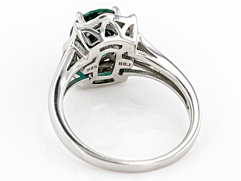 Green Lab Created Emerald Rhodium Over Sterling Silver Ring 1.46ctw