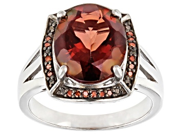 Picture of Red Labradorite Rhodium Over Sterling Silver Ring 3.59ctw