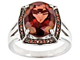 Red Labradorite Rhodium Over Sterling Silver Ring 3.59ctw