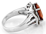 Red Labradorite Rhodium Over Sterling Silver Ring 3.59ctw