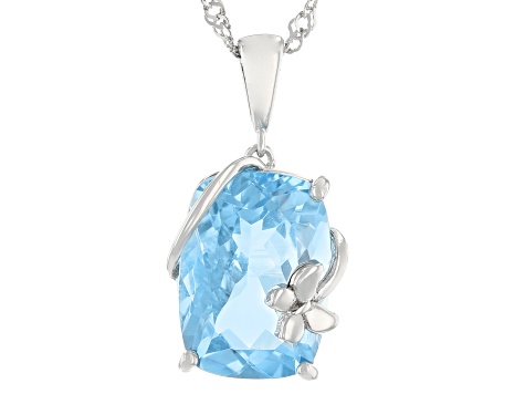 Sky Blue Glacier Topaz Rhodium Over Sterling Silver Pendant With Chain 6.50ct
