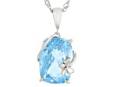 Sky Blue Glacier Topaz Rhodium Over Sterling Silver Pendant With Chain 6.50ct